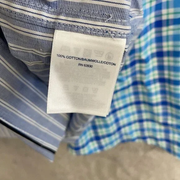 NEW Lands' End Men's M Pajama Top Set Blue Striped & Plaid Cotton Long Sleeve - Picture 4 of 7